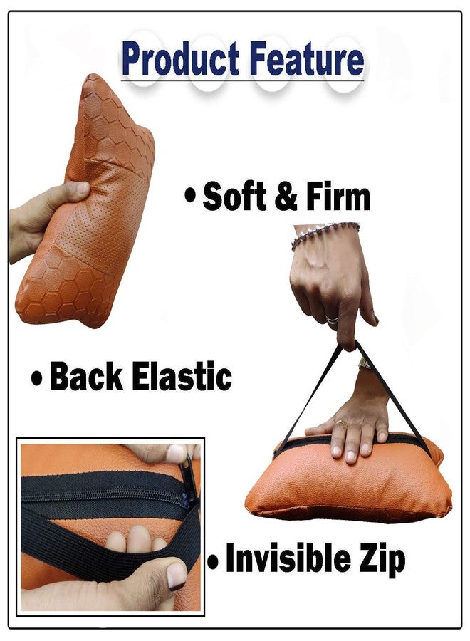AdroitZ Orange Leathertte Material Neck Rest Cushion in Football Design for Car_1207 - Image 3